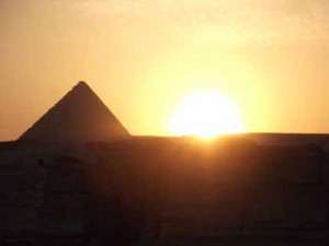 The Giza Pyramids, Cairo at sunset