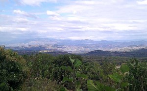 The top of the IPES centre offers an incredible view over El Salvador, showing the steep mountainous terrain that El Salvadoran farmers struggle to make a living on