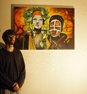 "Raices Ancestrales, en las Sonrisas Infantiles" is a 1.0 x 0.7 m acrylic on canvas painting, left in England by Javier in the hope that it could raise money for his projects.